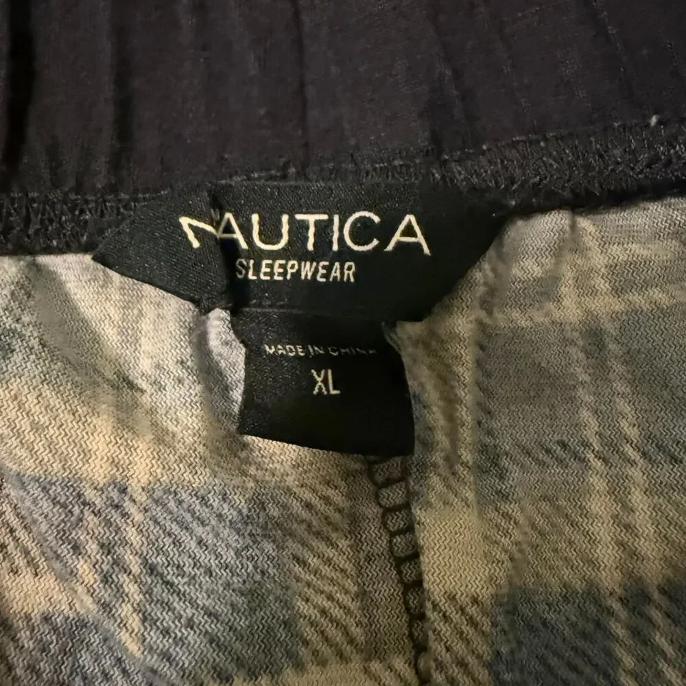 Nautica Pajama Pants Mens XL Blue Plaid Sleepwear Loungewear Sleep Comfort